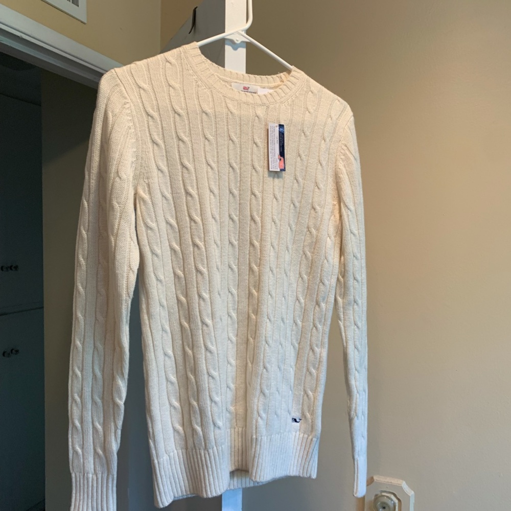 Vineyard Vines Wool Cable Sweater White S